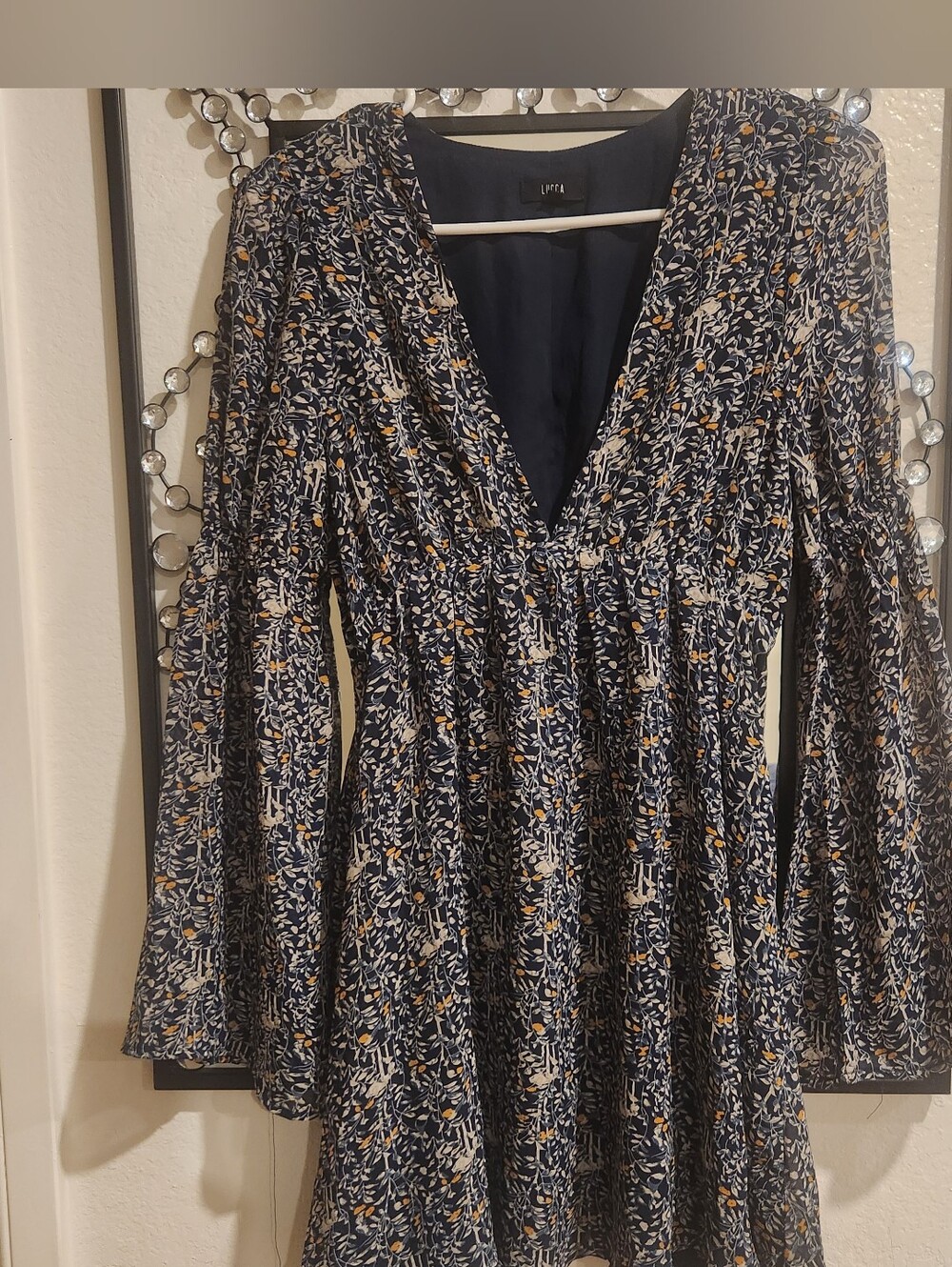 Lucca Couture Long Bell Sleeve Floral Mini Dress - Size XS